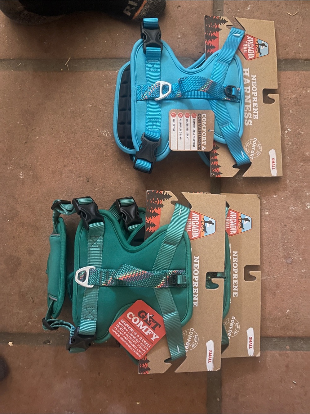 Arcadia Teal & Turquoise Neoprene Dog Harnesses (Set of 2)